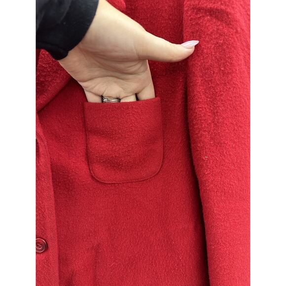G. H. Bass & Co Womens Coat Size Small Red Wool Long Sleeve Button Up Collared - Picture 5 of 15
